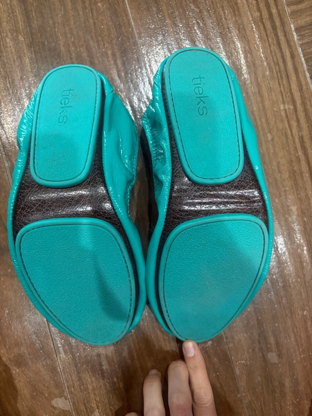 Tieks Teal Patent Ballet Flats - Picture 2 of 2